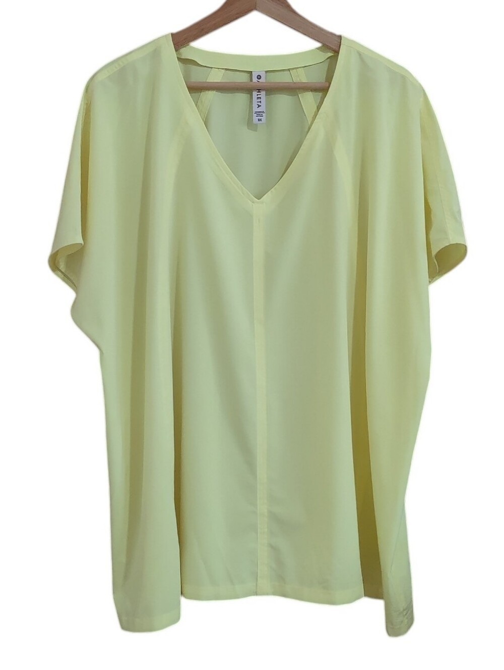 Athleta Boulevard V-Neck Neon Yellow Tee
